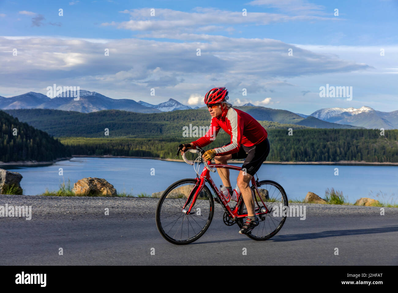 Road riding on the Hungry Horse Reservoir Road in the Flathead National