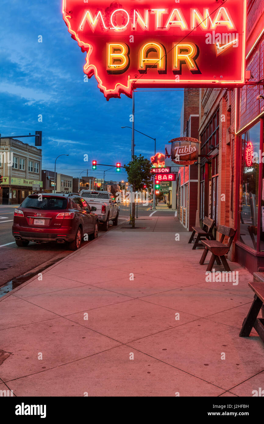 Twilight on Main Street in Miles City, Montana, USA (Large format sizes