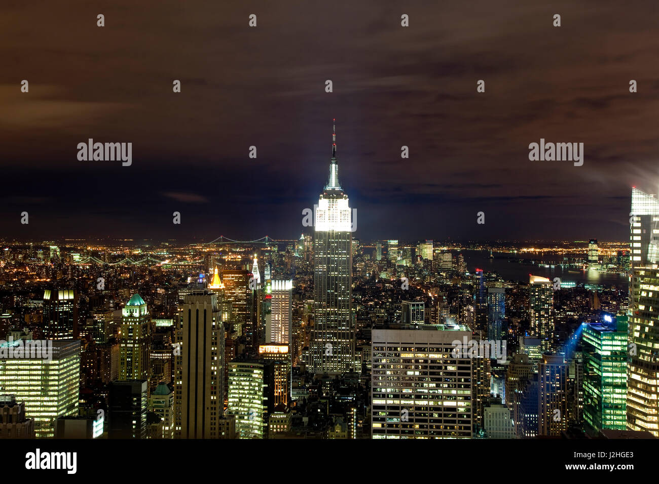 Empire State Building and view of mid and lower Manhattan, New York, USA Stock Photo