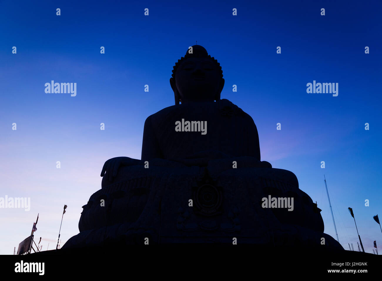 Big marble buddha statue in sunset light on a Phuket island, Thailand ...
