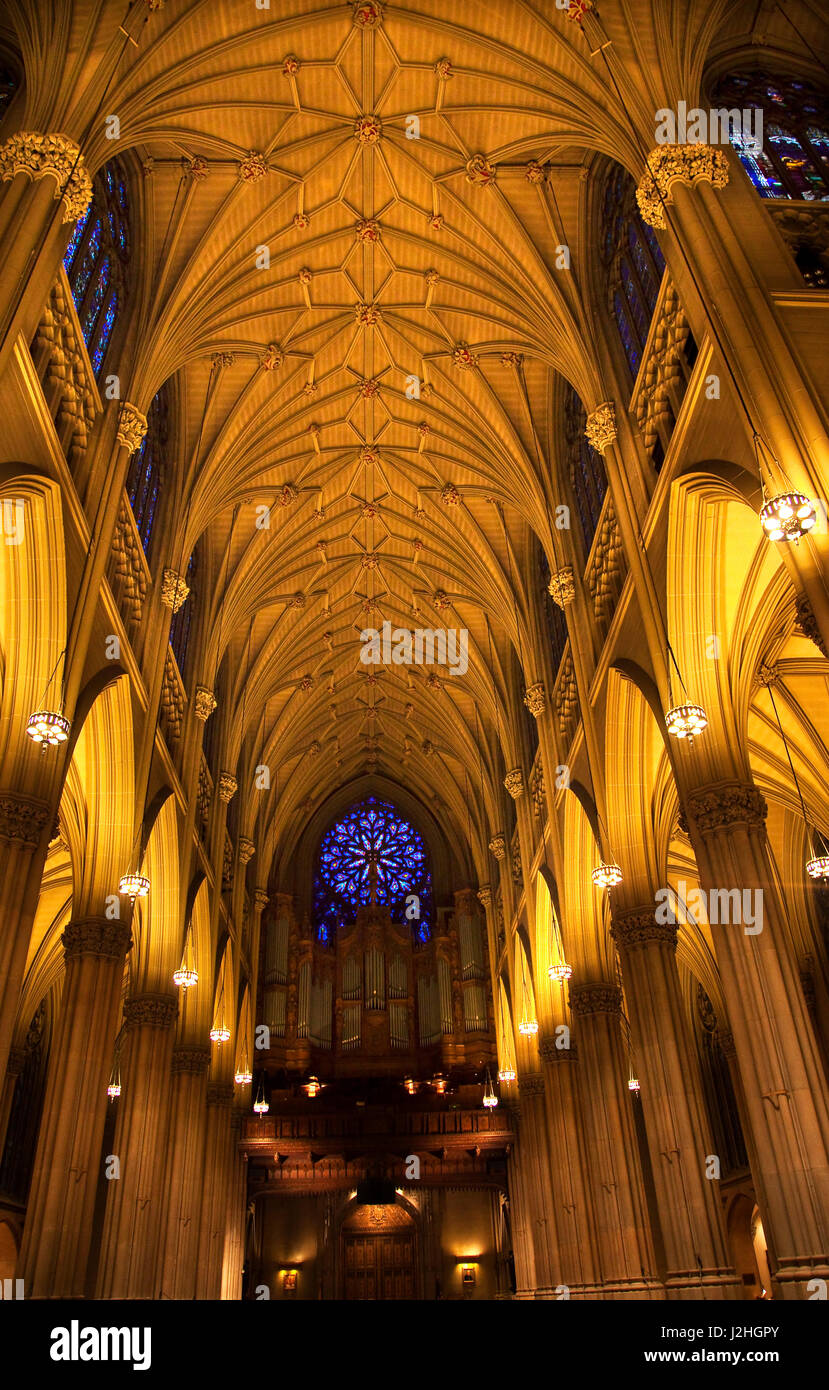Saint Patrick's Cathedral, Inside, Arches, Stained Glass, New York City