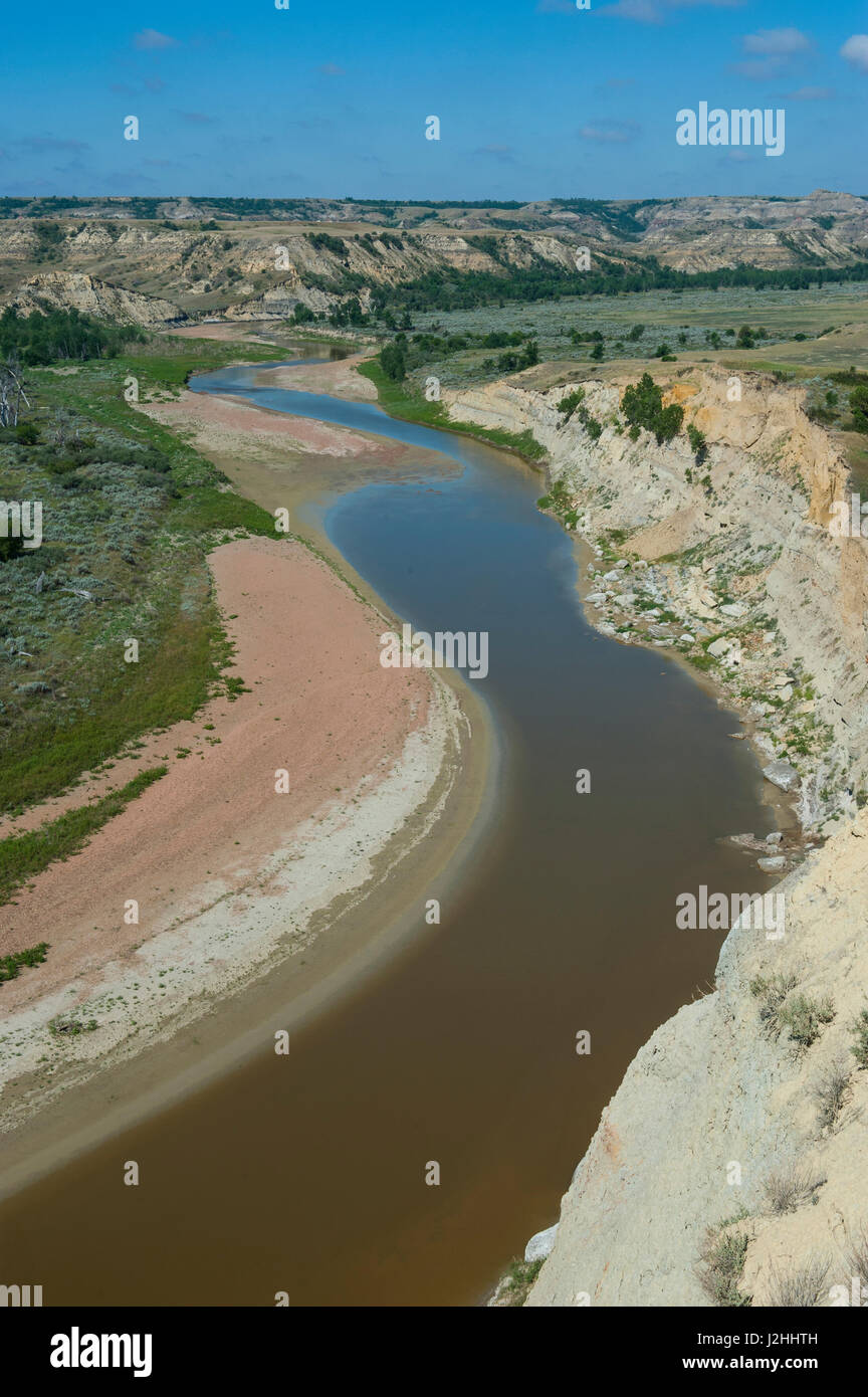 River bend in the Roosevelt National Park, North Dakota, USA Stock Photo