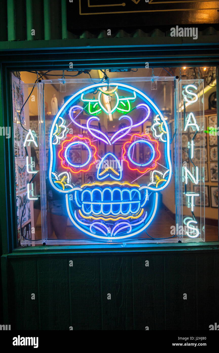 Tattoo parlor, 6th street, Austin, Texas, Usa (Editorial Use Only) Stock Photo