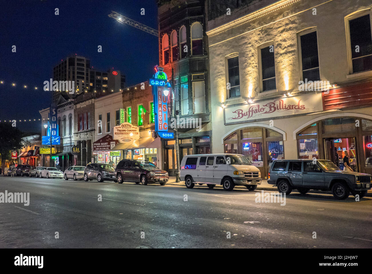 6th street, Buffalo Billiards, Austin, Texas, Usa Stock Photo - Alamy