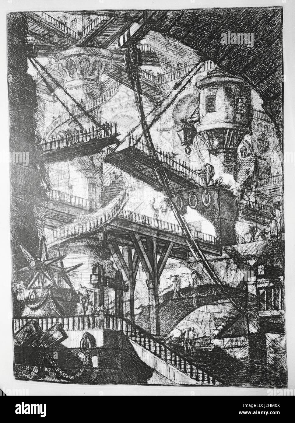 The Imaginary Prisons (Carceri d'invenzione), second version of the series of engravings by Giovanni Battista Piranesi, published in 1761.  Plate VII: The Drawbridge  Private collection Stock Photo