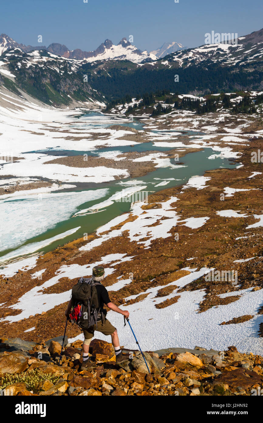 WA, Glacier Peak Wilderness, Upper Lyman Lake and Miners Ridge (MR