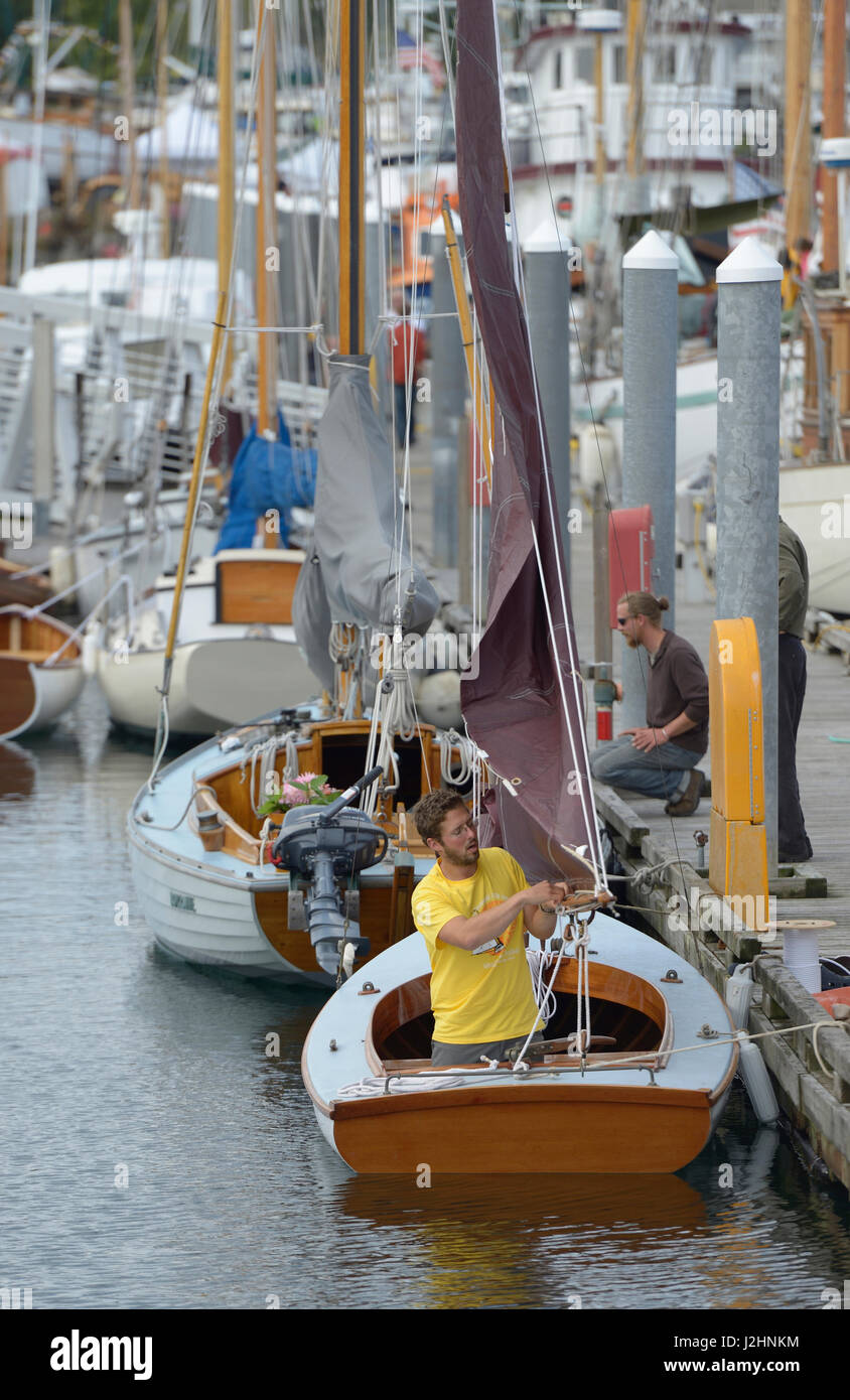 Washington State, Port Townsend. Small sailboats at the dock during the