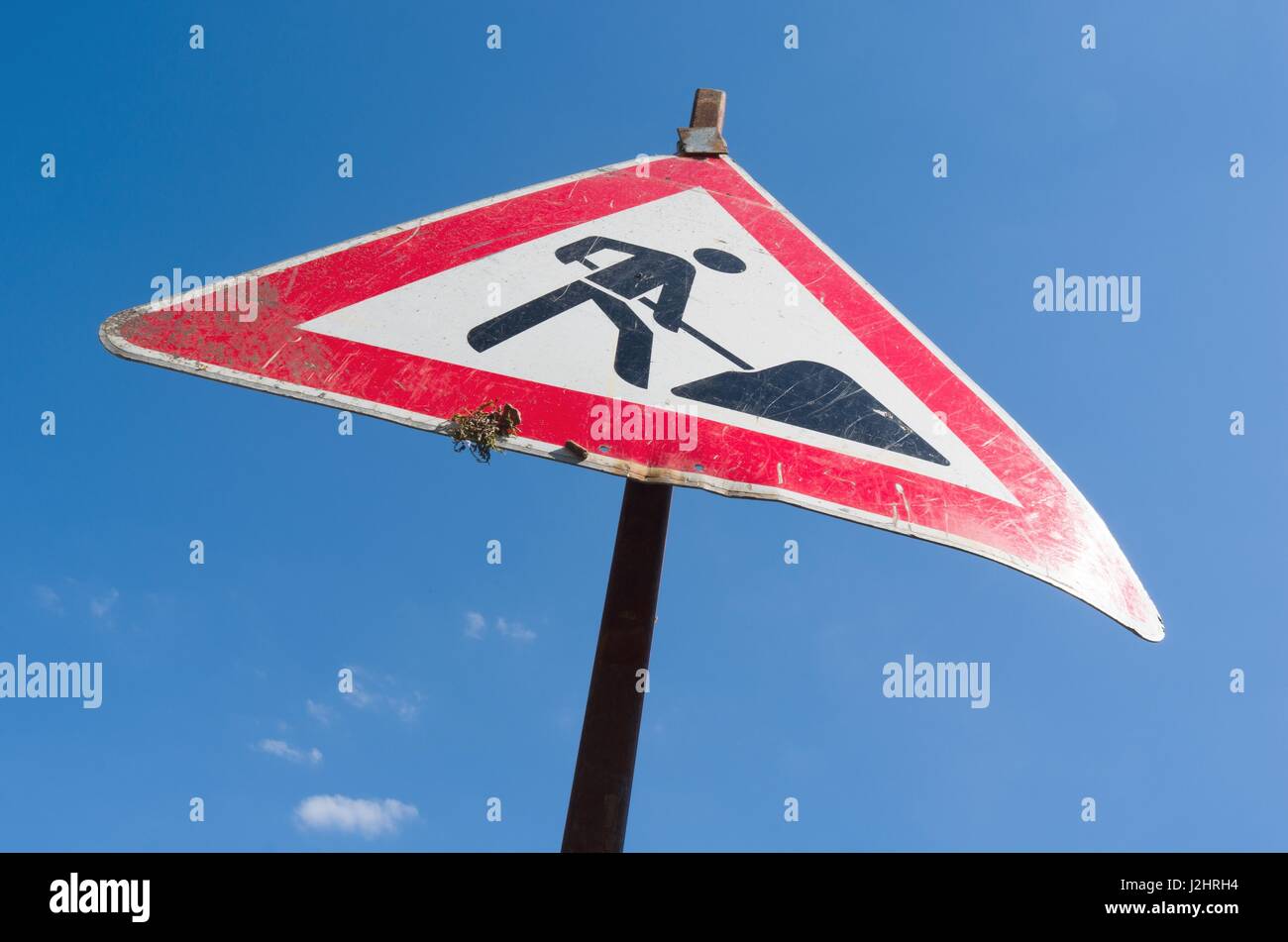 German road sign roadworks Stock Photo Alamy