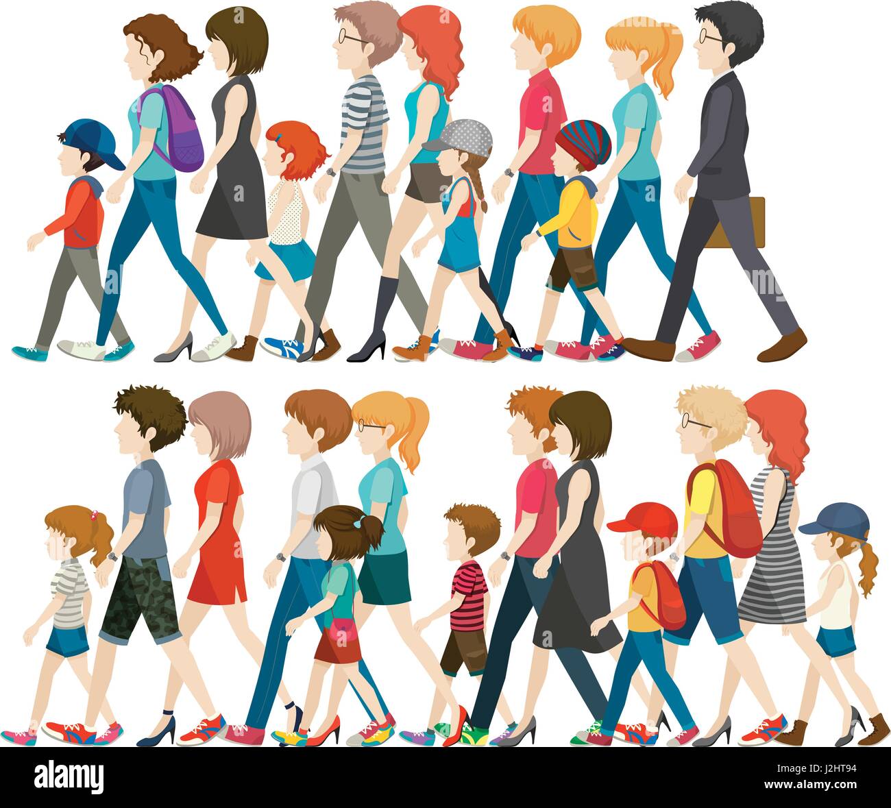 Group Of People Walking Cartoon - pic-broseph
