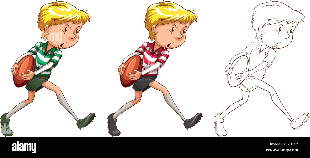 Rugby player in three different drawing styles illustration Stock ...