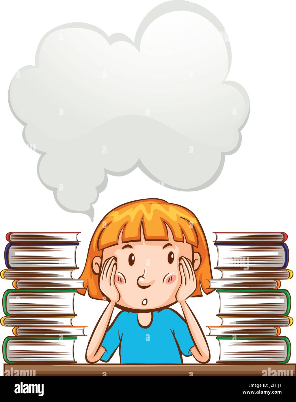 Speech bubble template with girl and books illustration Stock Vector ...