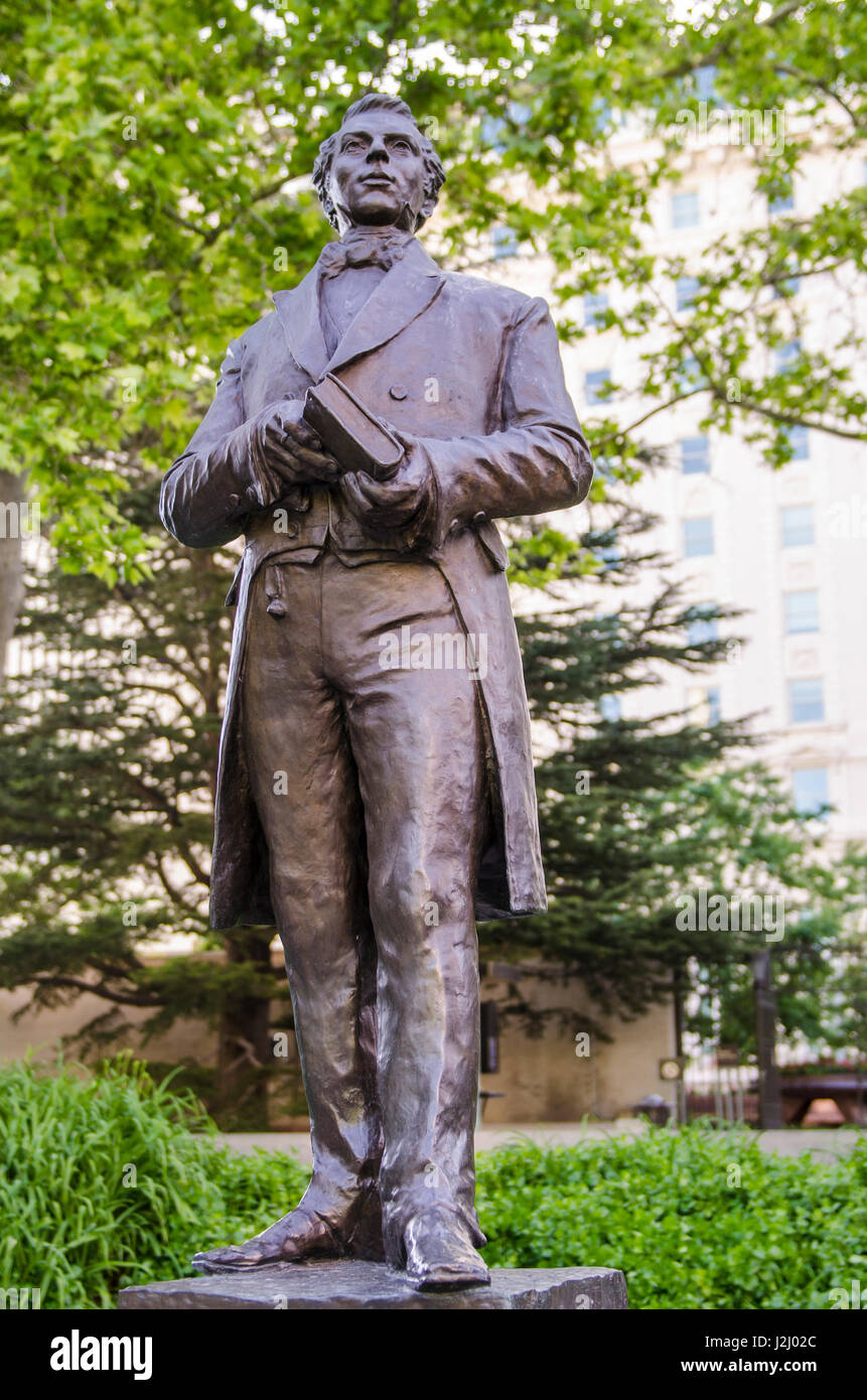 Statue Of Joseph Smith, Temple Square, Salt Lake City, Utah, USA Stock