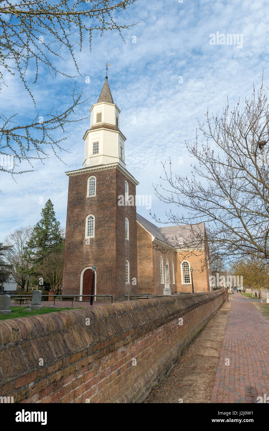 USA, Virginia, Williamsburg, Colonial Williamsburg, Bruton Parish Church (Large format sizes available) Stock Photo