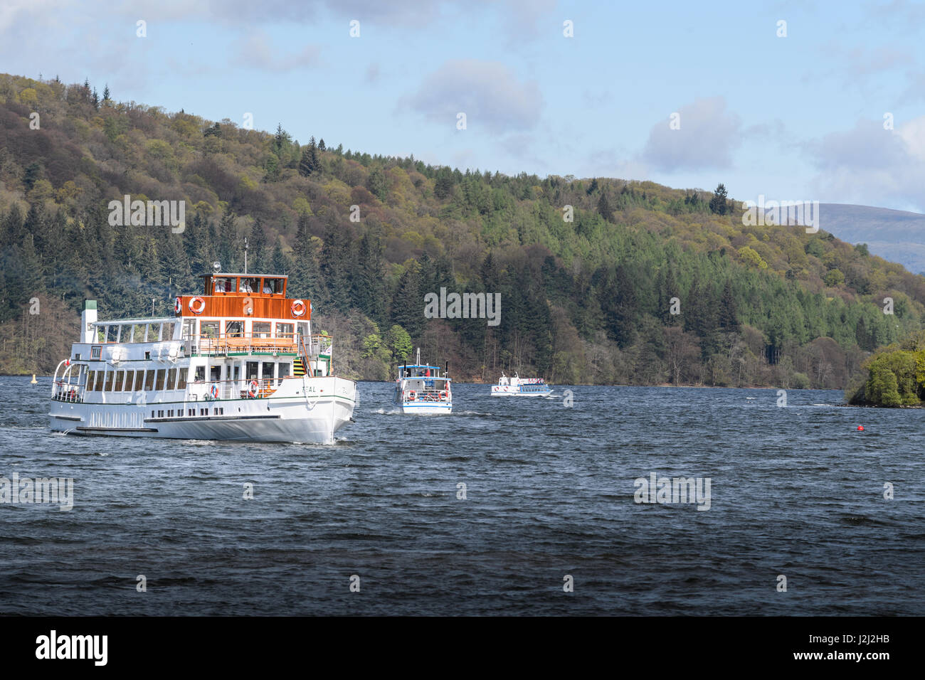 Pleasure Boat On Lake Cumbria Windermere High Resolution Stock