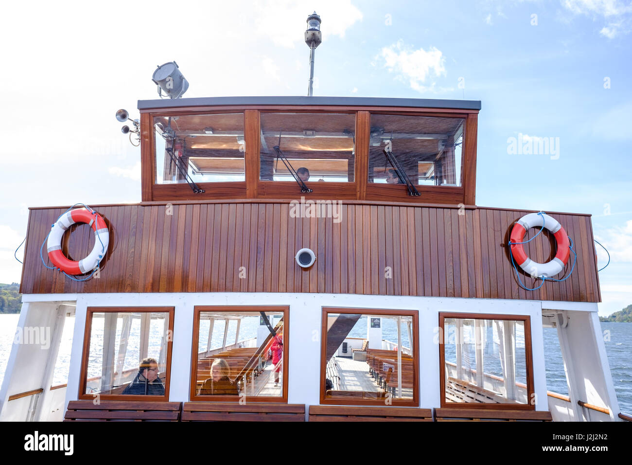 Wooden superstructure of the cruise boat 'Teal' on Lake Windermere