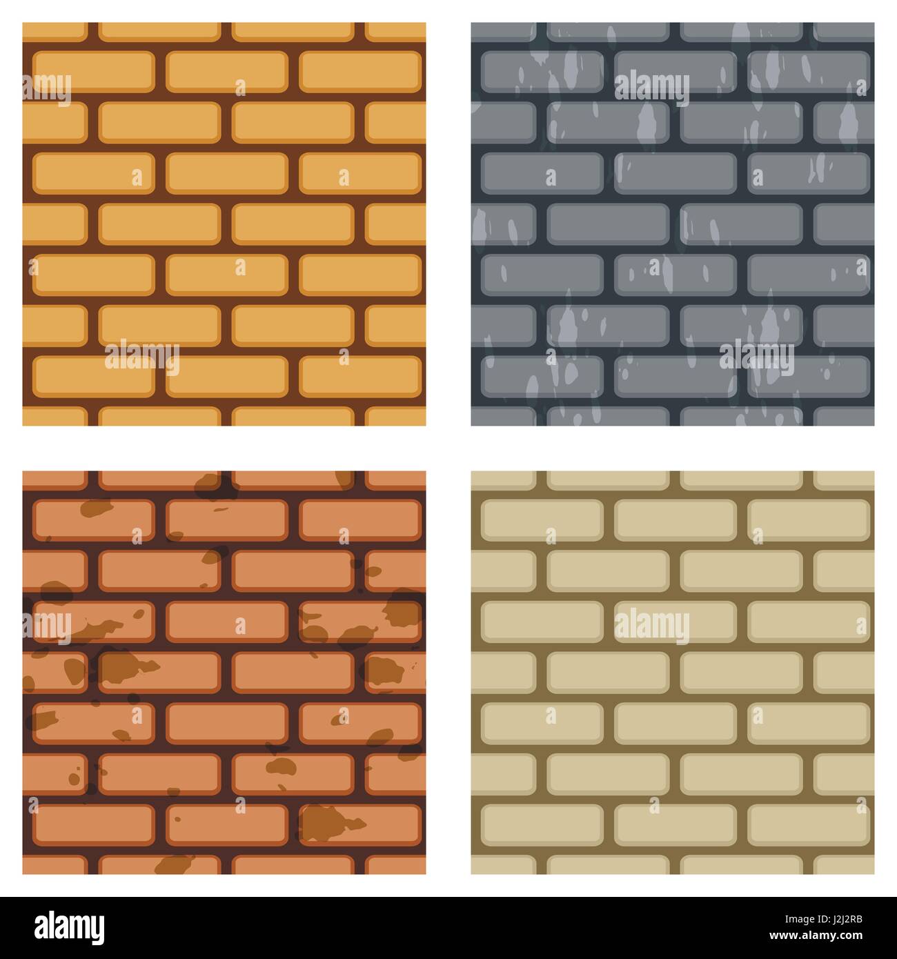 Brick wall pattern collection. Four seamless brick wall vector backgrounds. Stock Vector