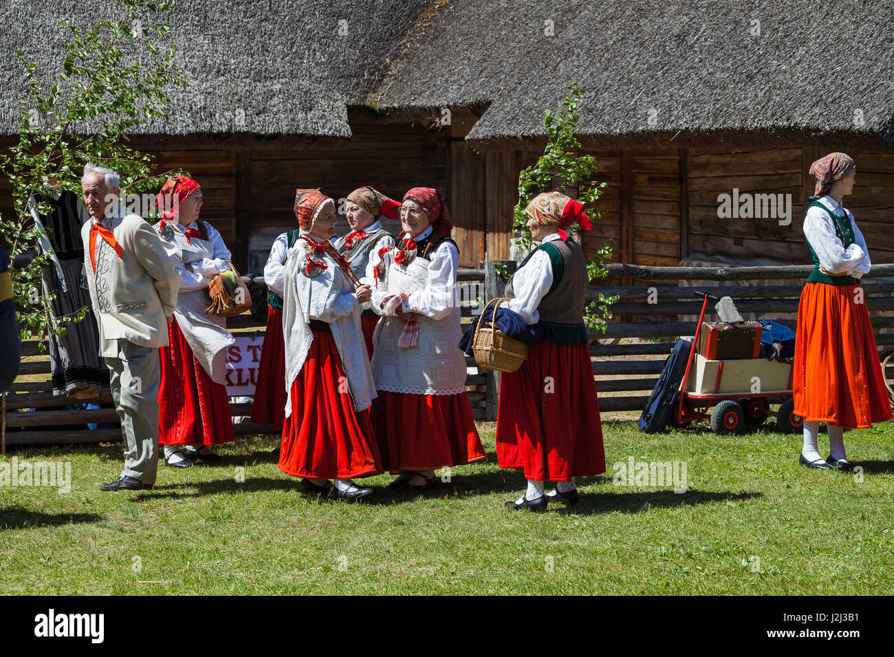 RIGA, LATVIA - 12 JUN 2016: Latvian dancers in national costumes