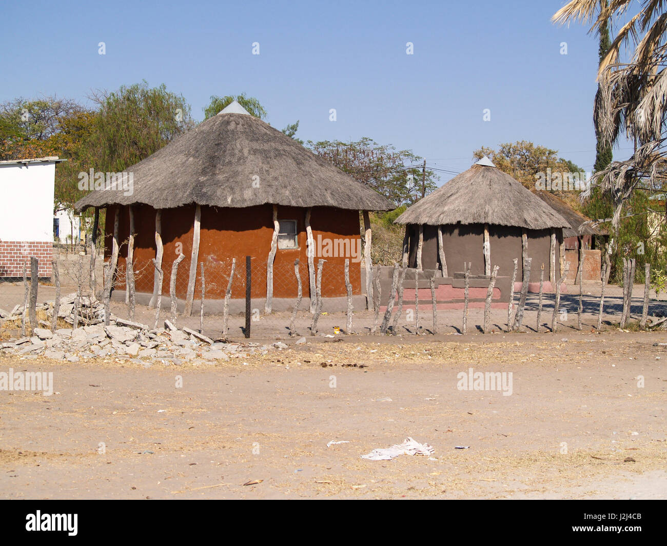 Small African village road, homes of Gweta Botswana Stock Photo Alamy