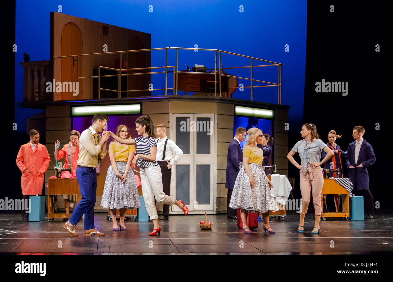 Musical theater Madleanium of Zemun, performed a play of workers life of 1960's era Stock Photo