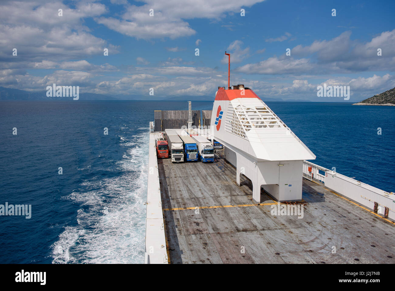 Ferry on the way from Bari in Italy to Patras in Greece Stock Photo Alamy