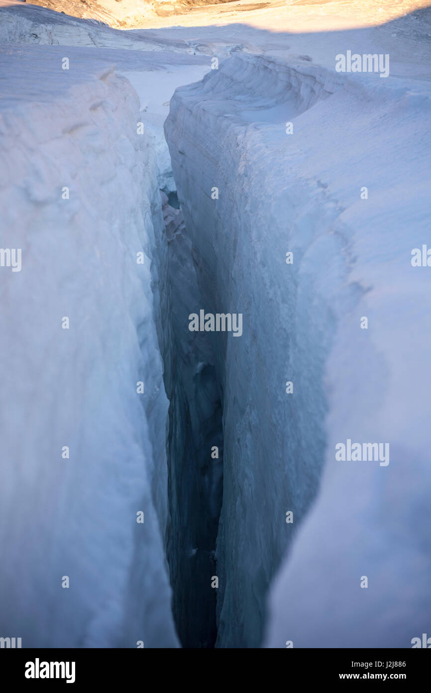 Glacier column, trekking, scenery, rock, glaciers, silence, lonely, silence, cold, deeply, danger, Switzerland, alps Stock Photo