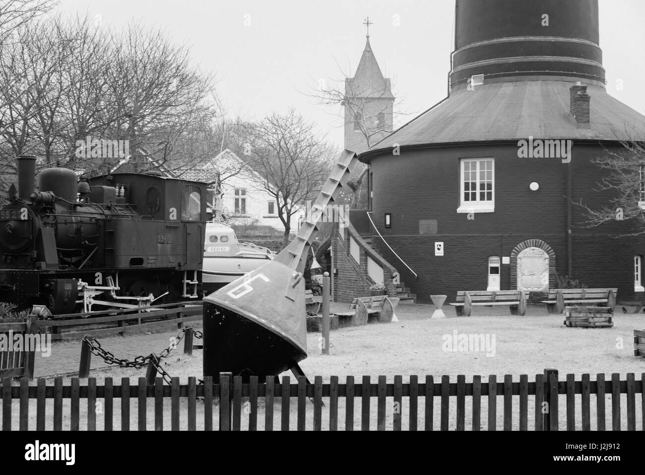 Old lighthouse and Inselmuseum (museum) on Wangerooge, Germany, Lower