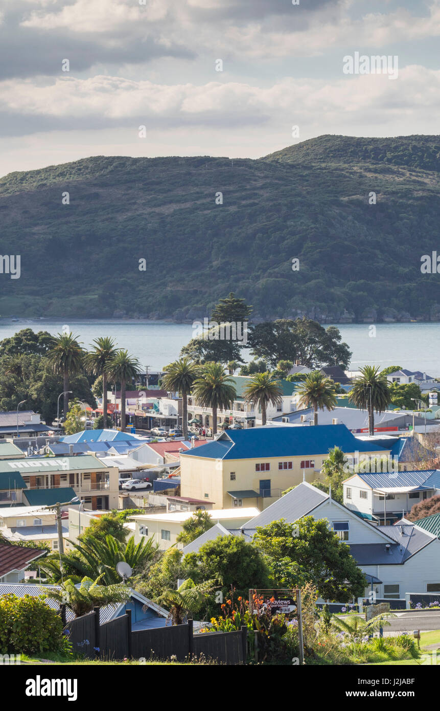 New Zealand, North Island, Raglan, elevated town view Stock Photo