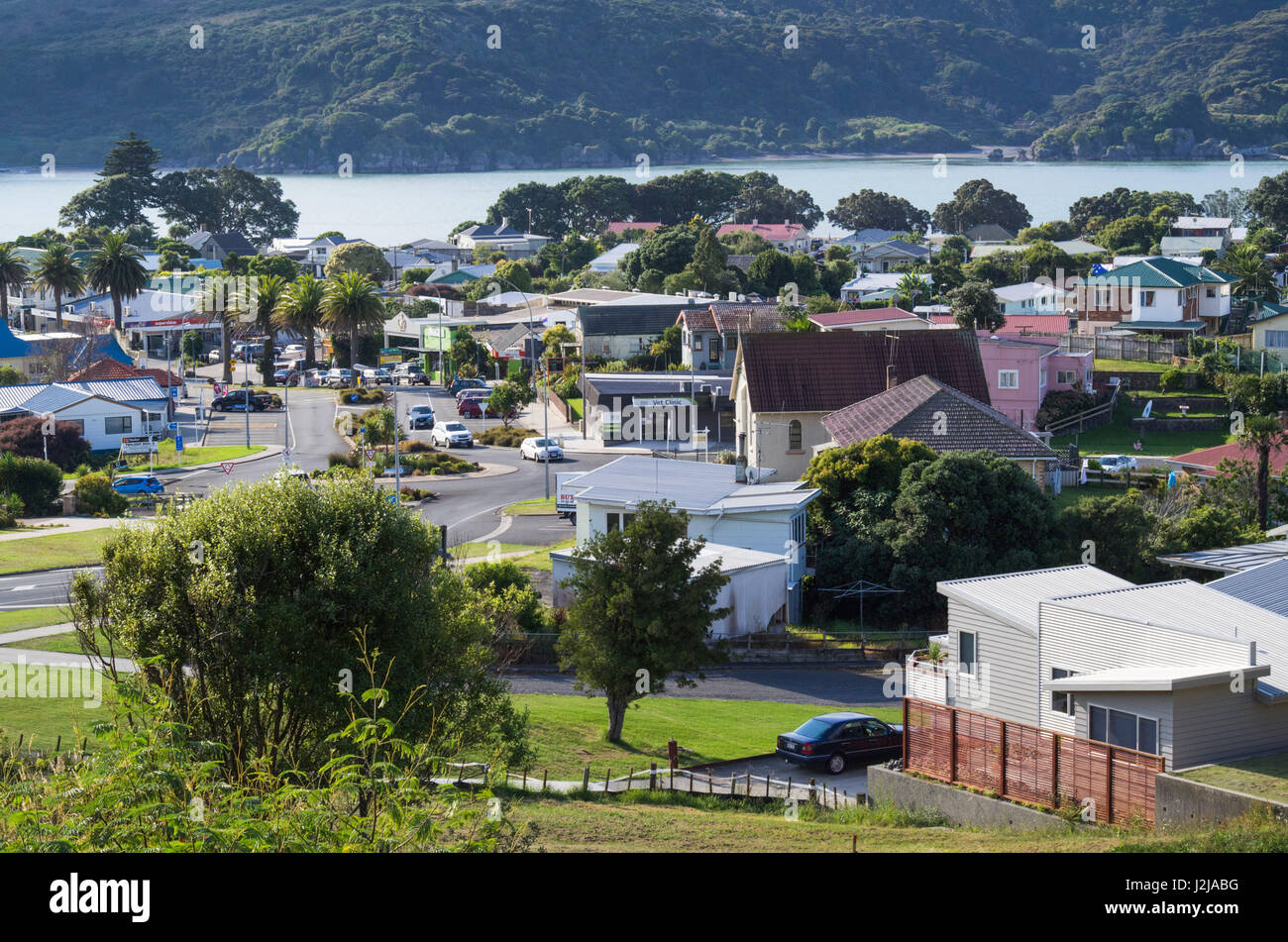 New Zealand, North Island, Raglan, elevated town view Stock Photo