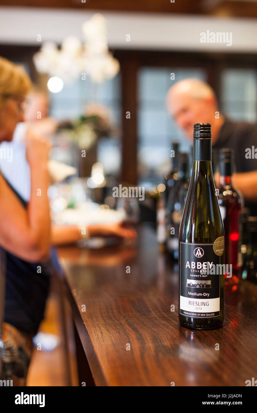 New Zealand, North Island, Hawkes Bay, Hastings, Abbey Cellars Winery and Brewery, cellar door, wine tasting Stock Photo