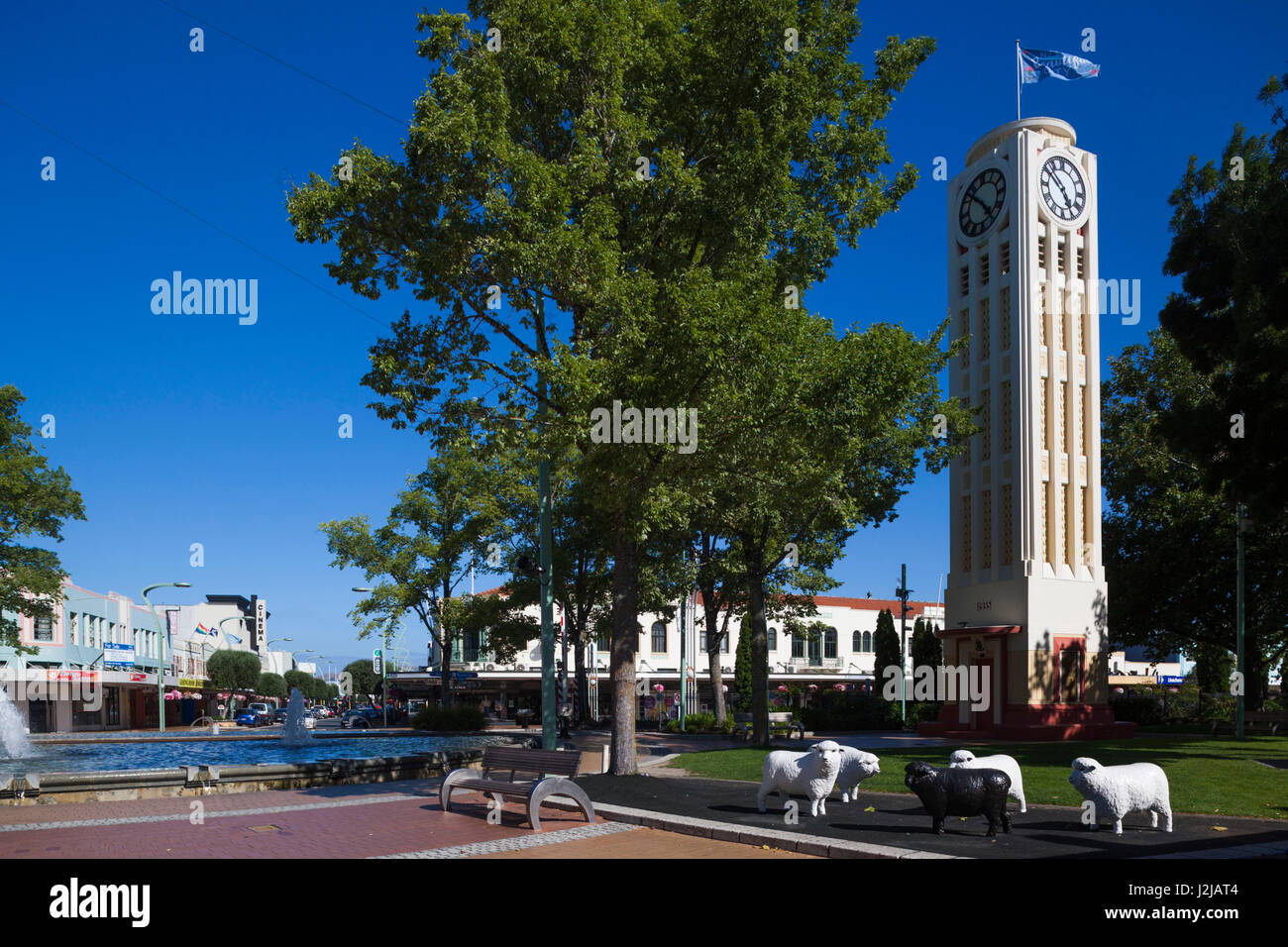 New Zealand, North Island, Hawkes Bay, Hastings, art-deco clock tower Stock Photo