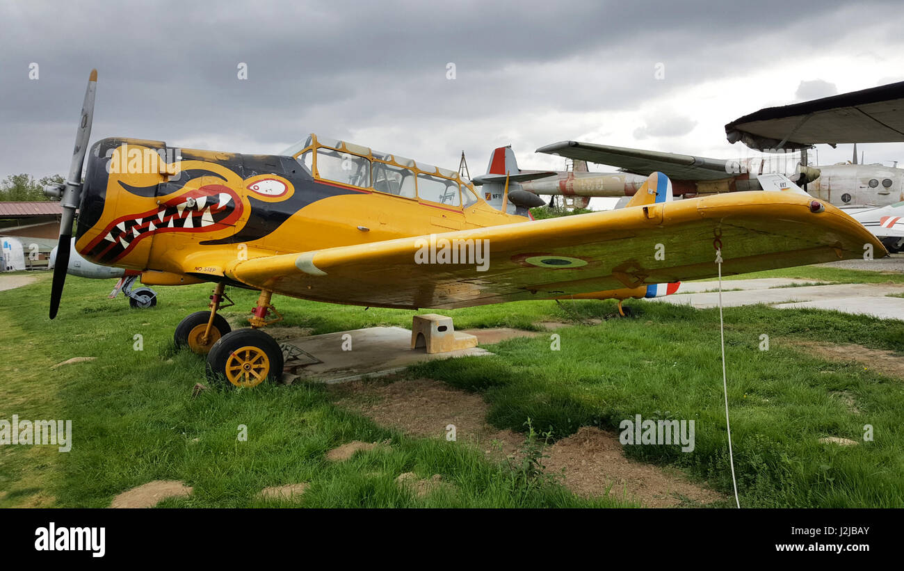 North American T-6G Texan exhibited by the association of the Ailes Anciennes de Toulouse in Blagnac, France. Stock Photo