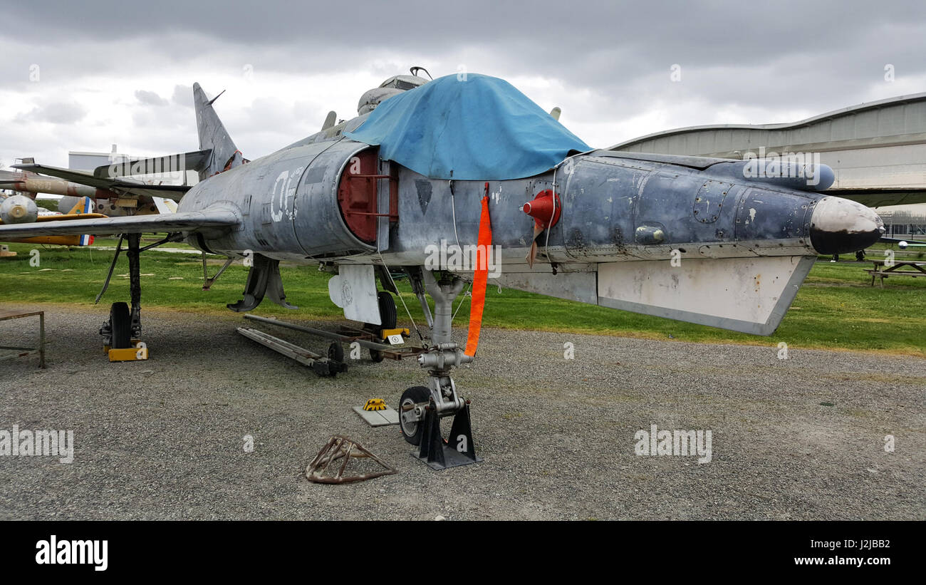Dassault Etendard IV M exhibited by the association of the Ailes Anciennes de Toulouse in Blagnac, France. Stock Photo