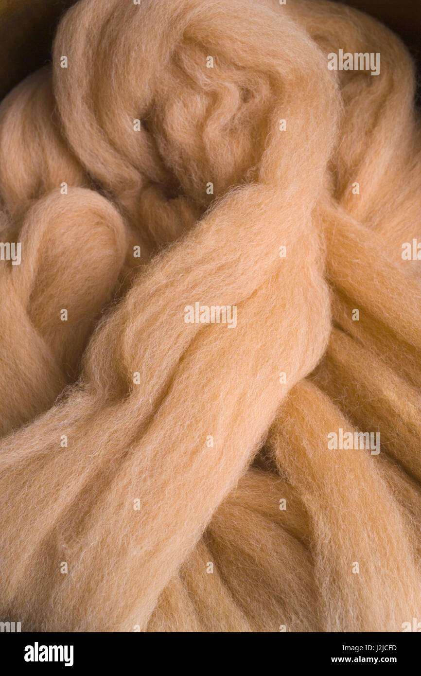 Hanks of organic alpaca wool in a textile mill Stock Photo