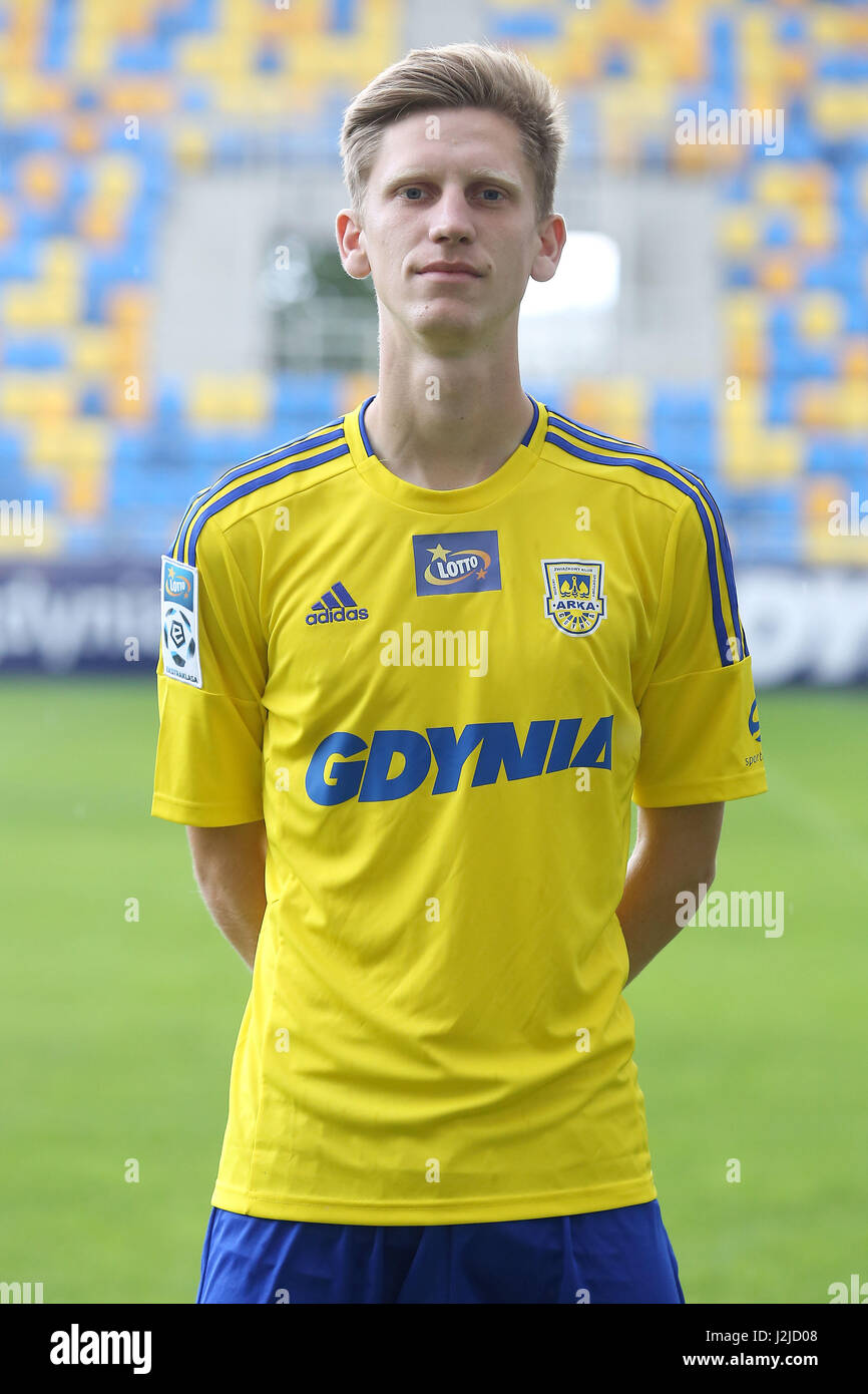 2016.08.01 Gdynia Pilka nozna Lotto Ekstraklasa sezon 2016/2017 Sesja  zdjeciowa pilkarzy Arki Gdynia N/z Damian Mosiejko Foto Piotr Matusewicz /  PressFocus Stock Photo - Alamy