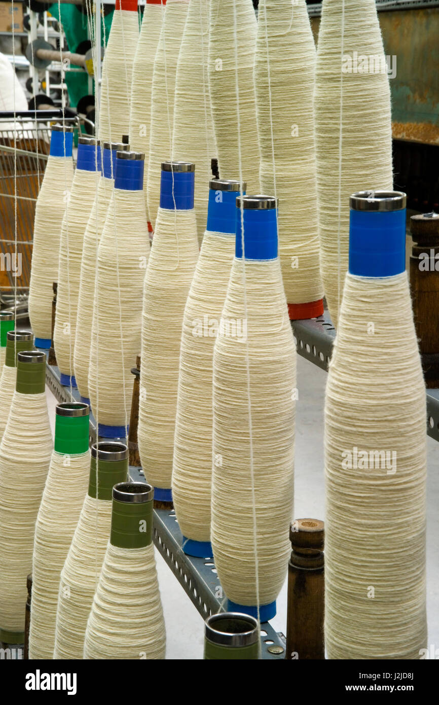 Reels of newly spun organic sheep's wool Stock Photo