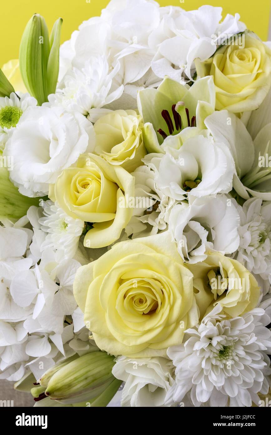 Luxurious floral arrangement with lilies, roses, eustoma, chrysanthemum