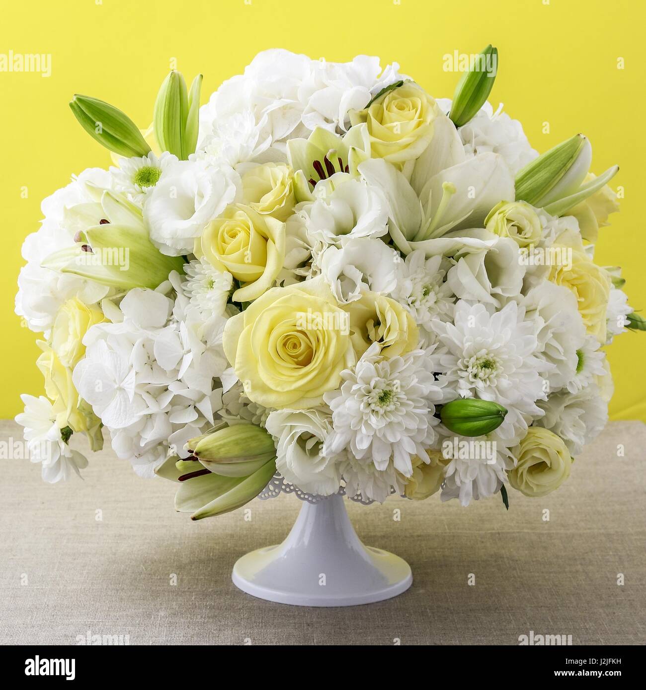 Luxurious floral arrangement with lilies, roses, eustoma, chrysanthemum
