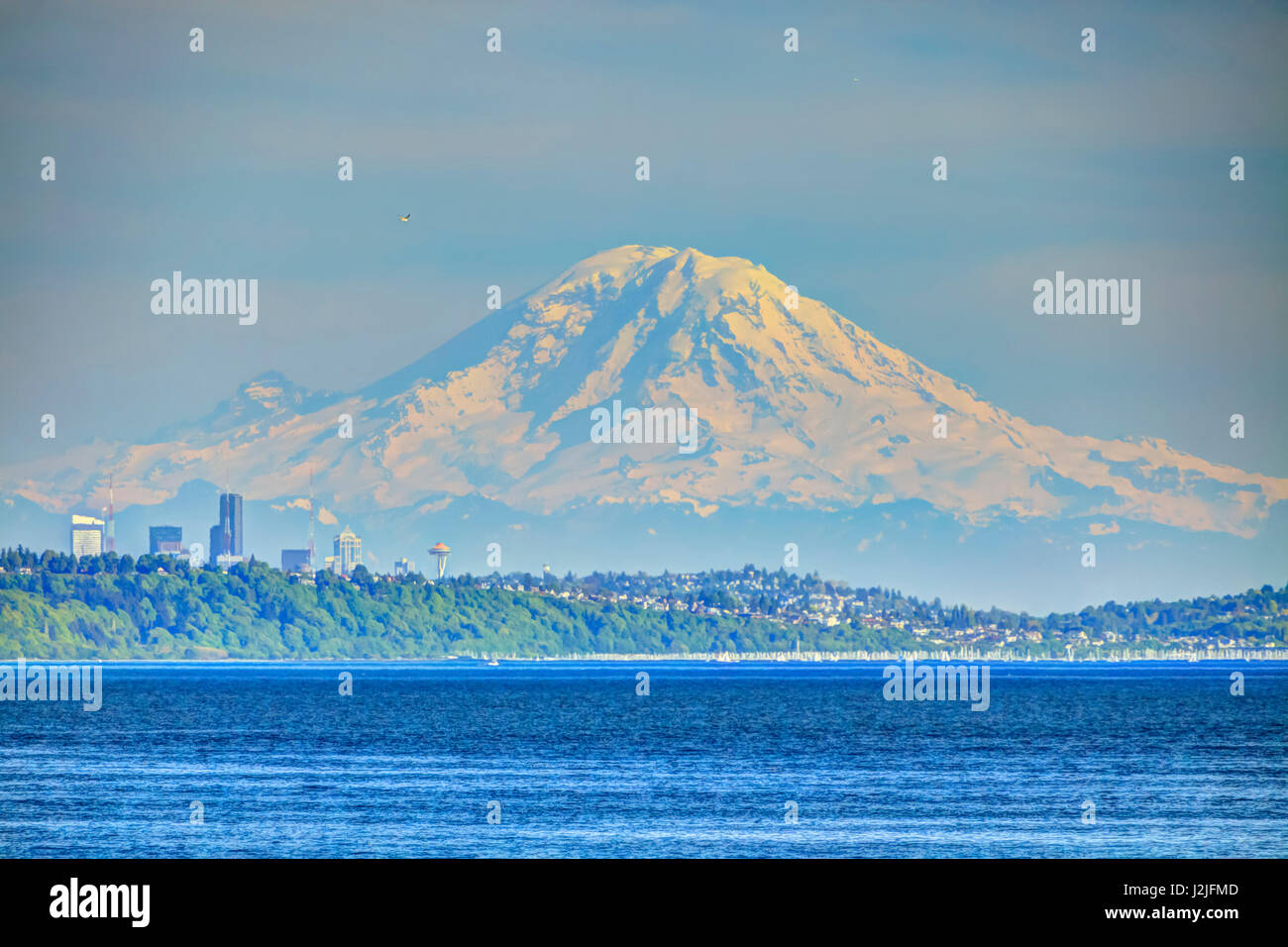 Washington State Ferry, Edmonds to Kingston, Mt. Rainier and Seattle