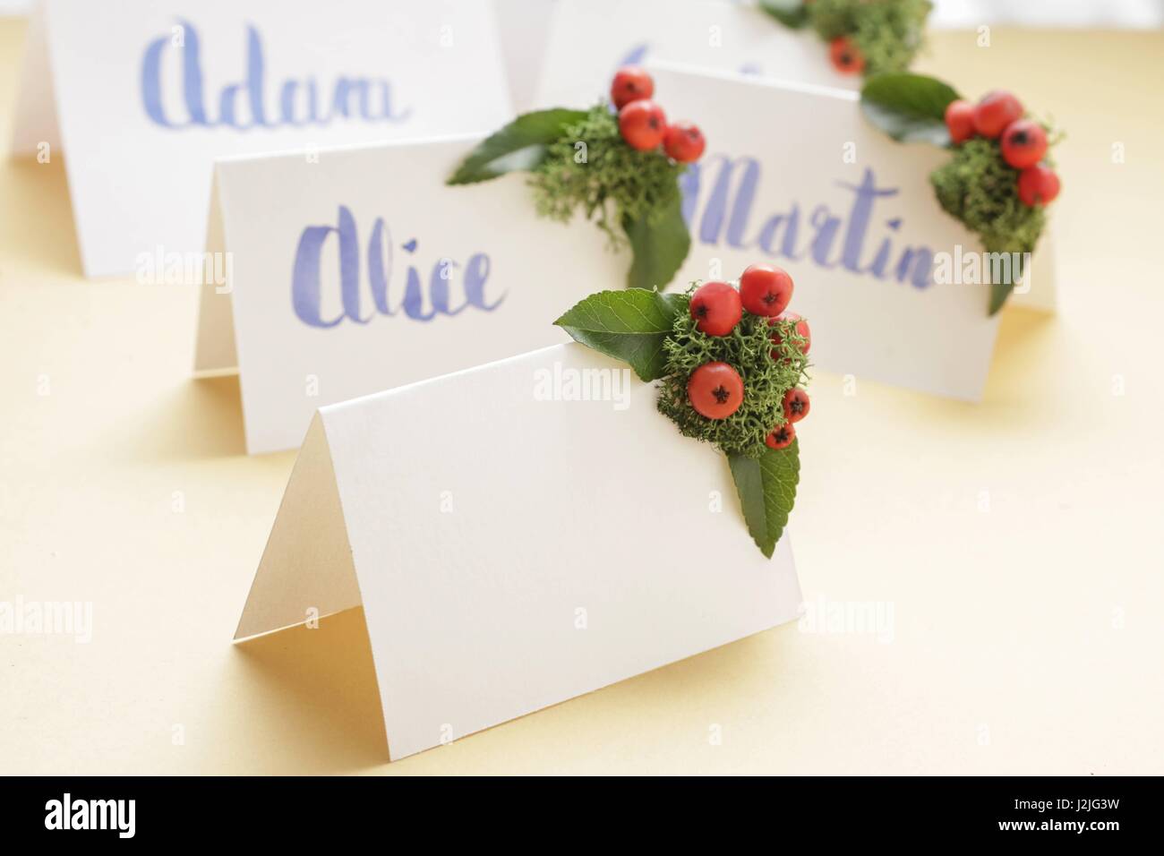 Wedding Place Name Cards Handwritten High Resolution Stock