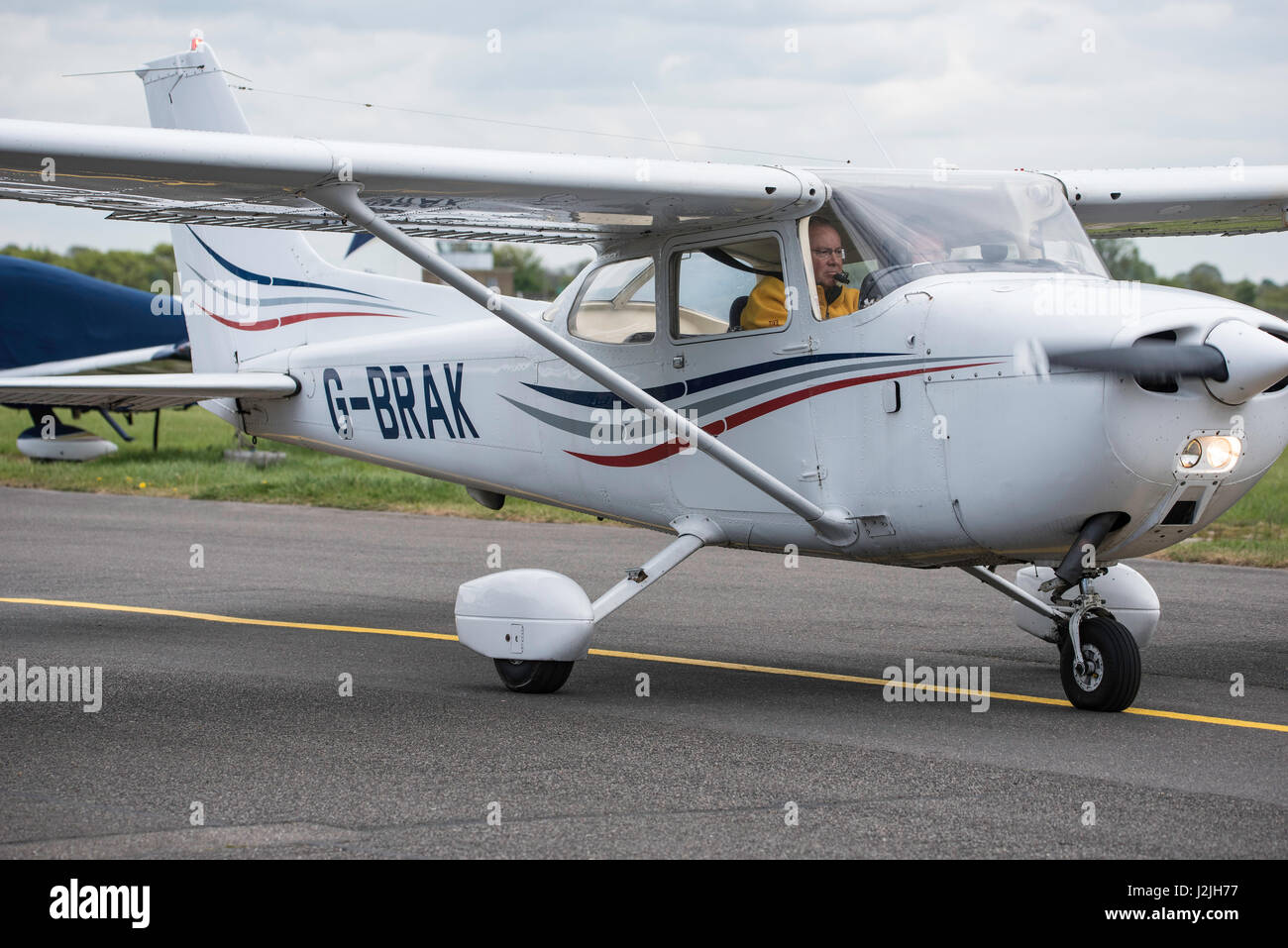 CESSNA 172N on taxi way at North Weald airfiled Stock Photo