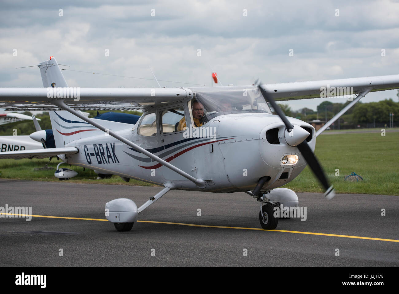CESSNA 172N on taxi way at North Weald airfield Stock Photo