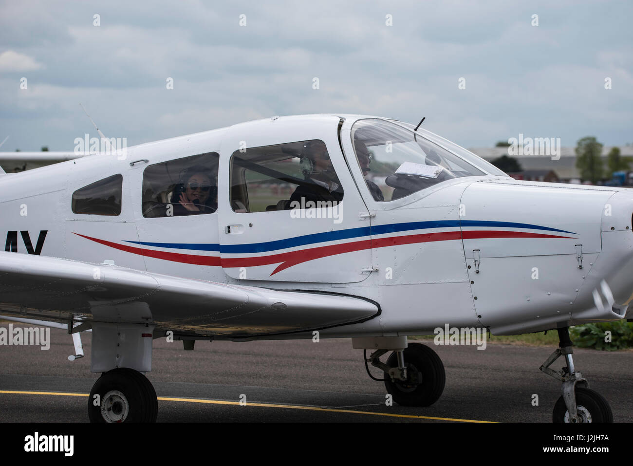 Piper PA-28-161 Warrior I on taxi way at North Weald Airfield Stock Photo