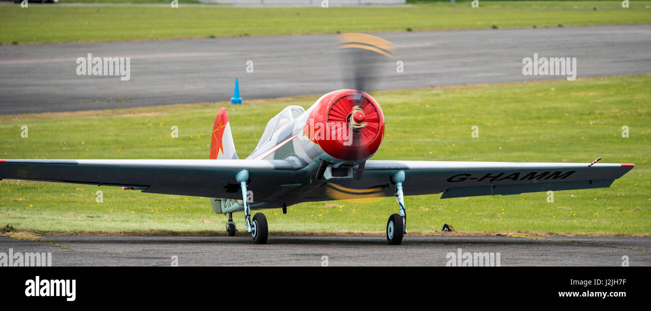 YAKOVLEV Yak 50 prepares to take off at North Weald Airfield Stock Photo