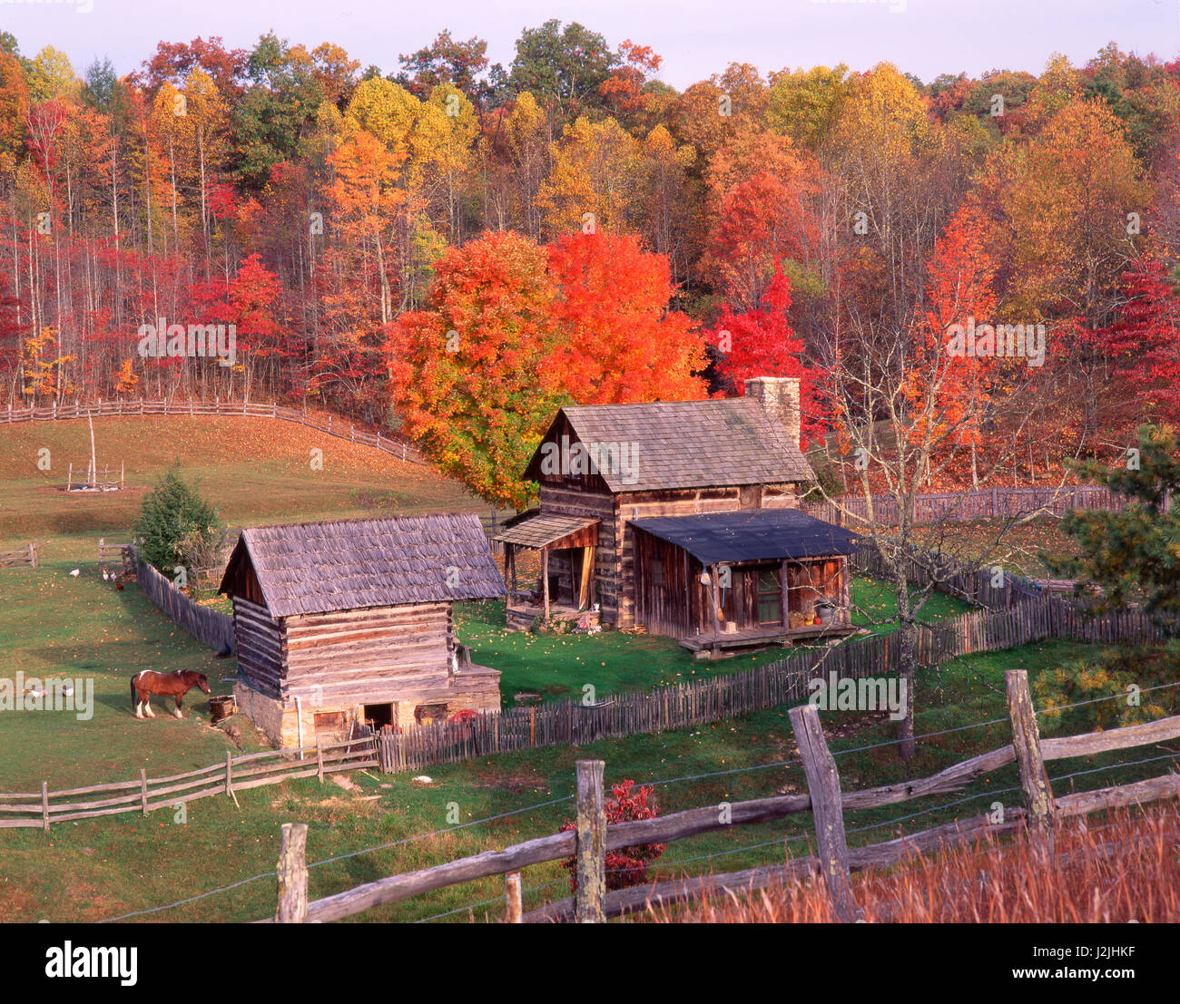 Pioneer farm, Twin Falls State Park, Mullens, West Virginia Stock Photo