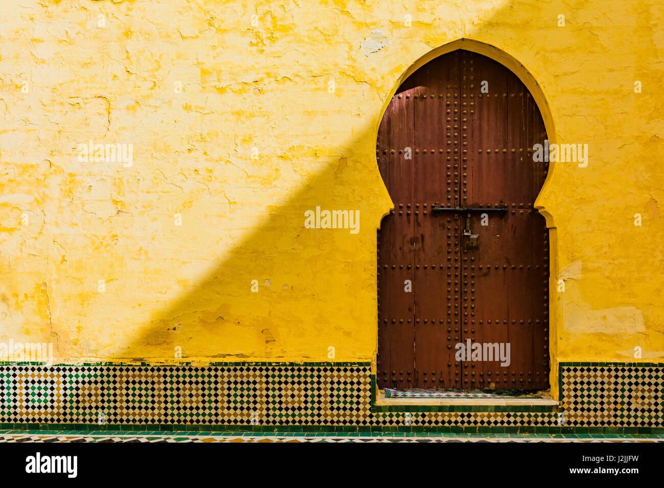 Traditional Berber door inside the Moulay Ismail Mausoleum in Meknes, Morocco, North Africa Stock Photo