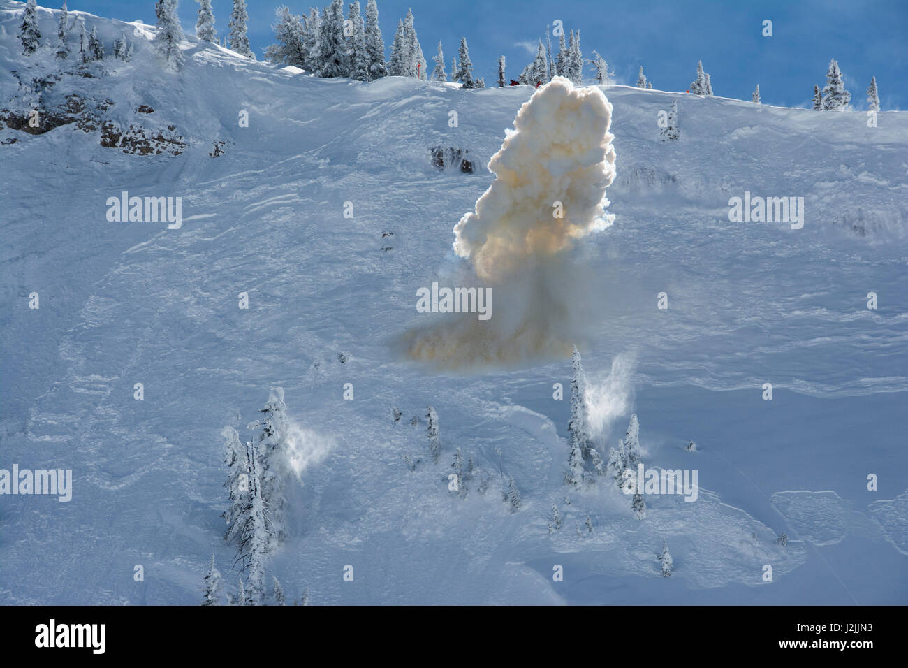 Explosive hand charge to trigger and control avalanche at Grand Targhee