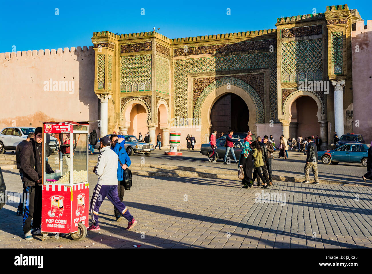Bab Mansour Gate, seen from the place El Hedhim, Meknes, Morocco, North Africa Stock Photo