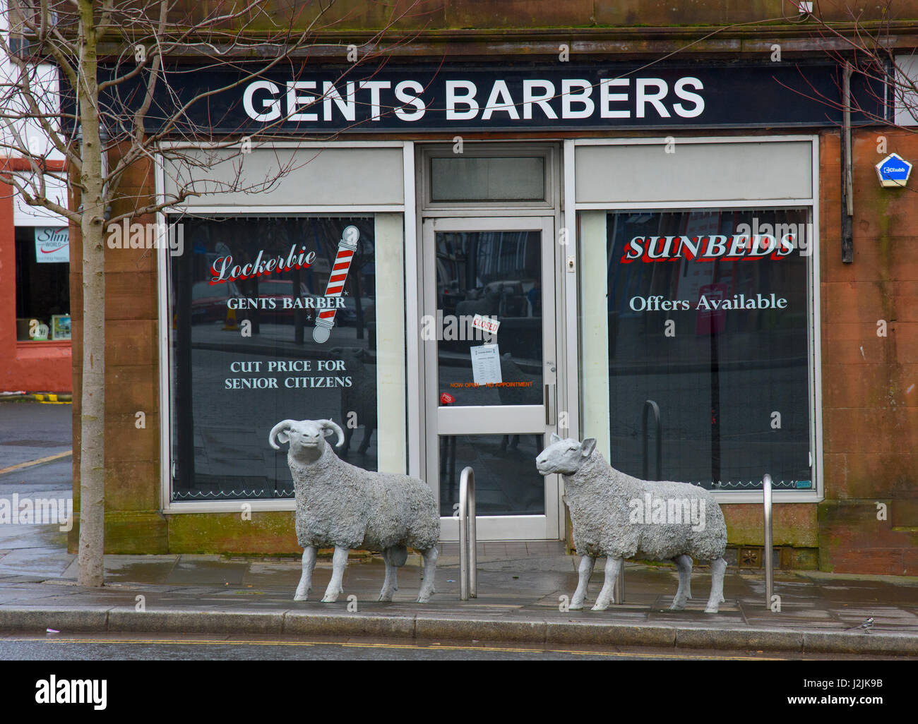 Sheep sculptures at Lockerbie, Dumfries and Galloway, Scotland. Stock Photo