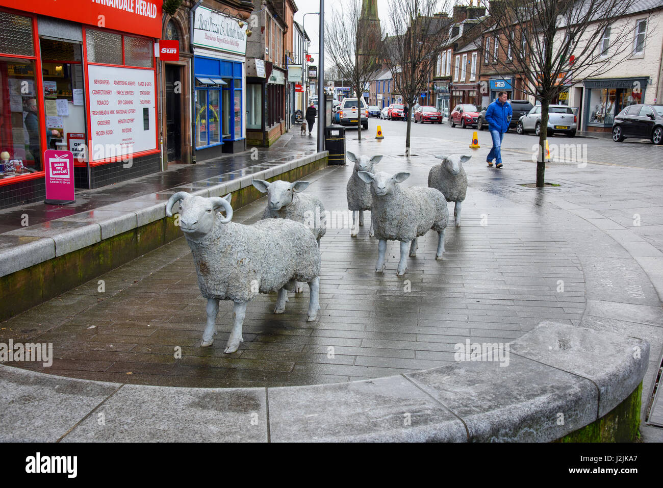 Sheep sculptures at Lockerbie, Dumfries and Galloway, Scotland. Stock Photo