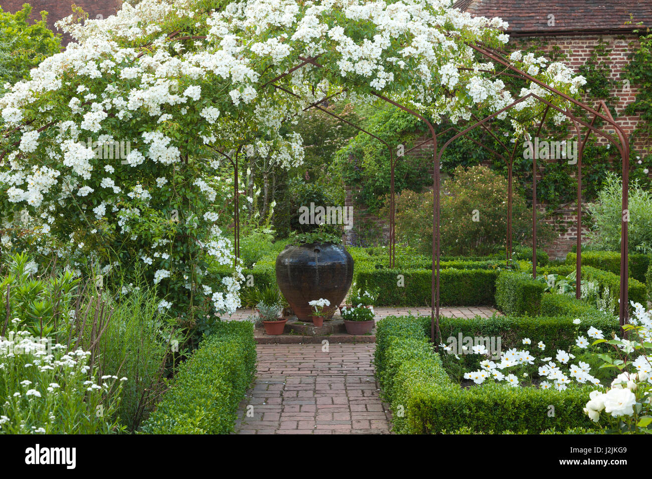 White Garden, Sissinghurst Castle Gardens, Kent, Great Britain Stock